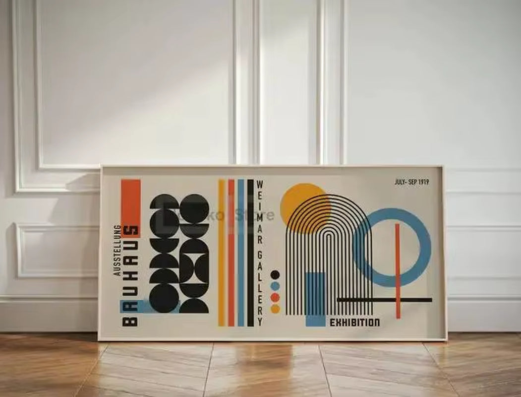 Large Minimalist Bauhaus Geometric Exhibition Poster Abstract Canvas Prints Modern Wall Art for Home Room Decor