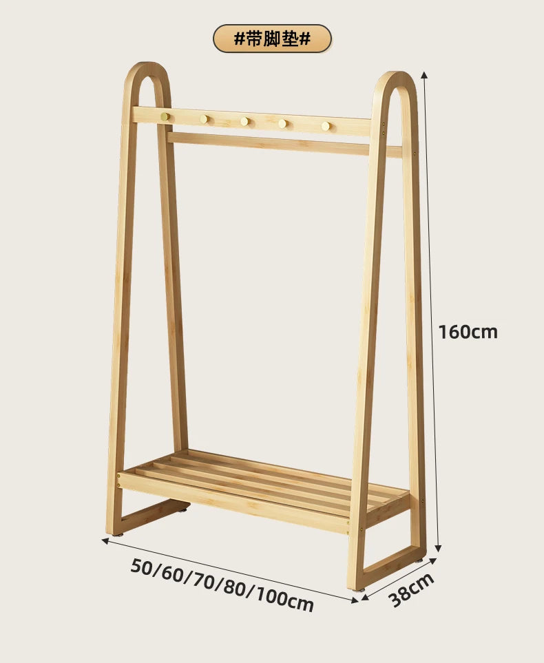 Bamboo Wooden Coat Rack