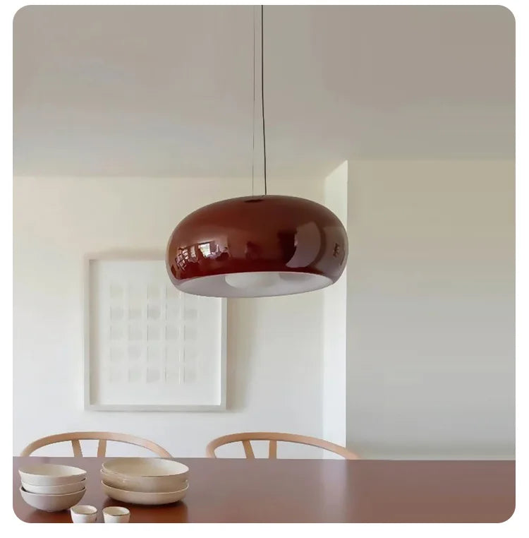 Nordic French Vintage Glass Pendant Light - Handmade Red Ceiling Lamp for Dining Room, Study, Bedroom Mid-Century Retro Lighting