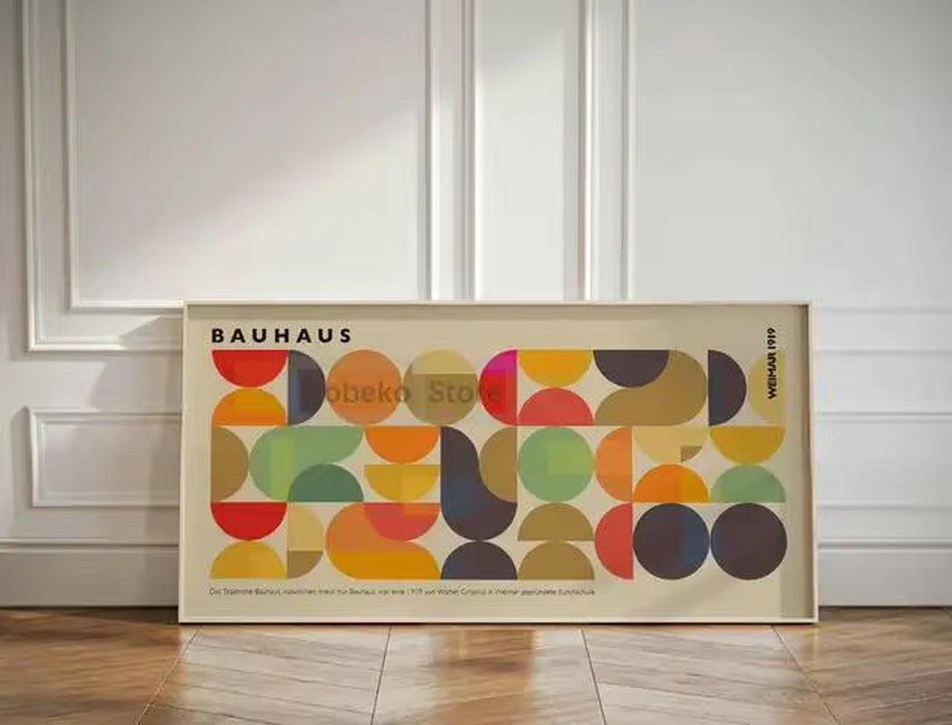 Large Minimalist Bauhaus Geometric Exhibition Poster Abstract Canvas Prints Modern Wall Art for Home Room Decor