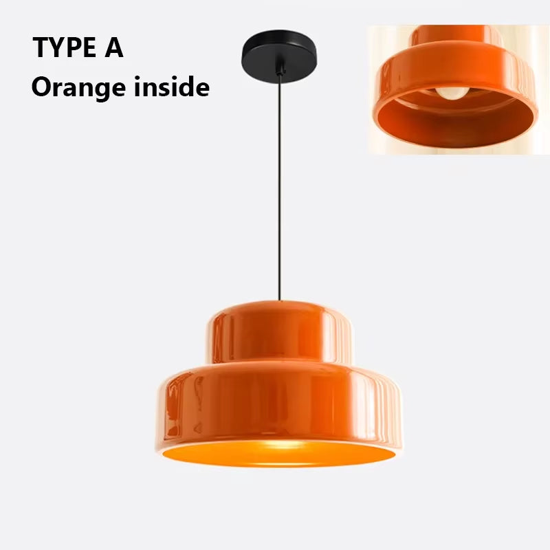 Modern Bauhaus Orange Glass Pendant Lights - Stylish Hanging Lamps for Kitchen, Dining Room, Restaurant, and Cafe