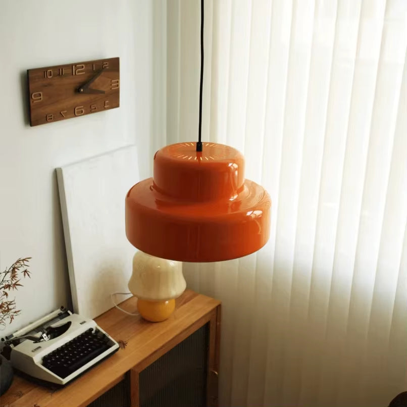 Modern Bauhaus Orange Glass Pendant Lights - Stylish Hanging Lamps for Kitchen, Dining Room, Restaurant, and Cafe