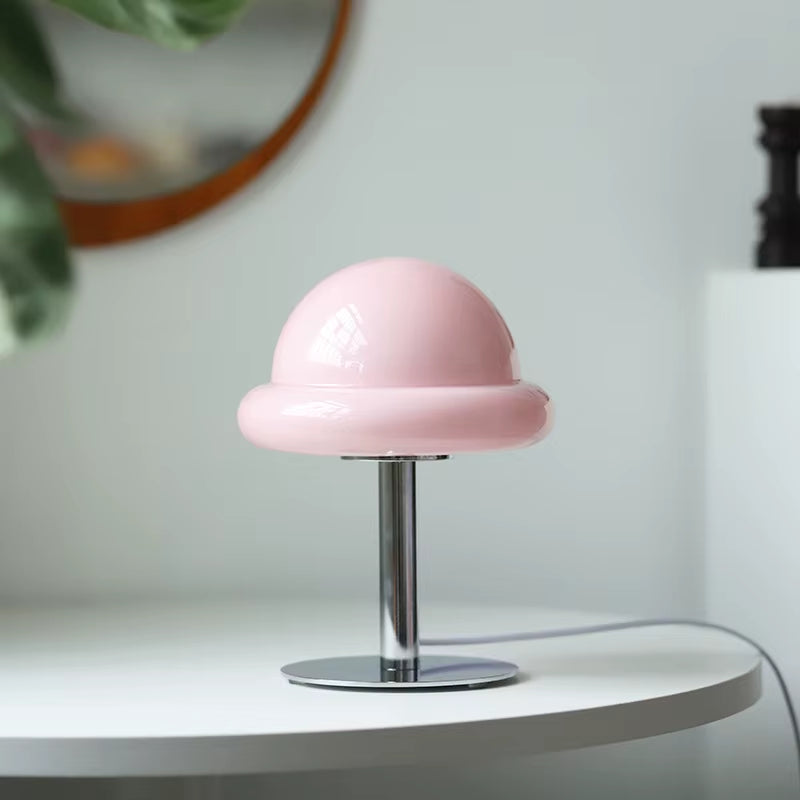 Vintage-Inspired Glass Mushroom Table Lamp - Unique Bauhaus Design for Cozy Bedroom Ambiance
