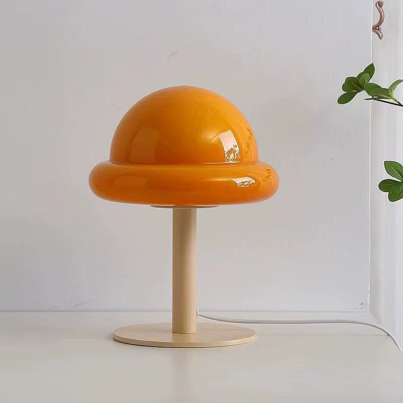 Vintage-Inspired Glass Mushroom Table Lamp - Unique Bauhaus Design for Cozy Bedroom Ambiance