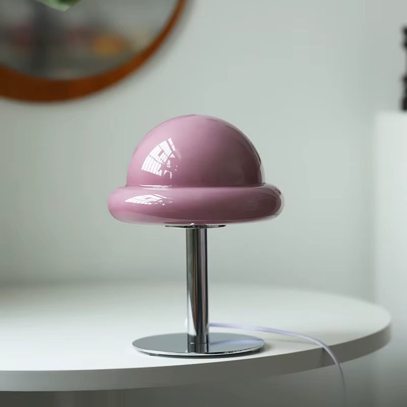 Vintage-Inspired Glass Mushroom Table Lamp - Unique Bauhaus Design for Cozy Bedroom Ambiance