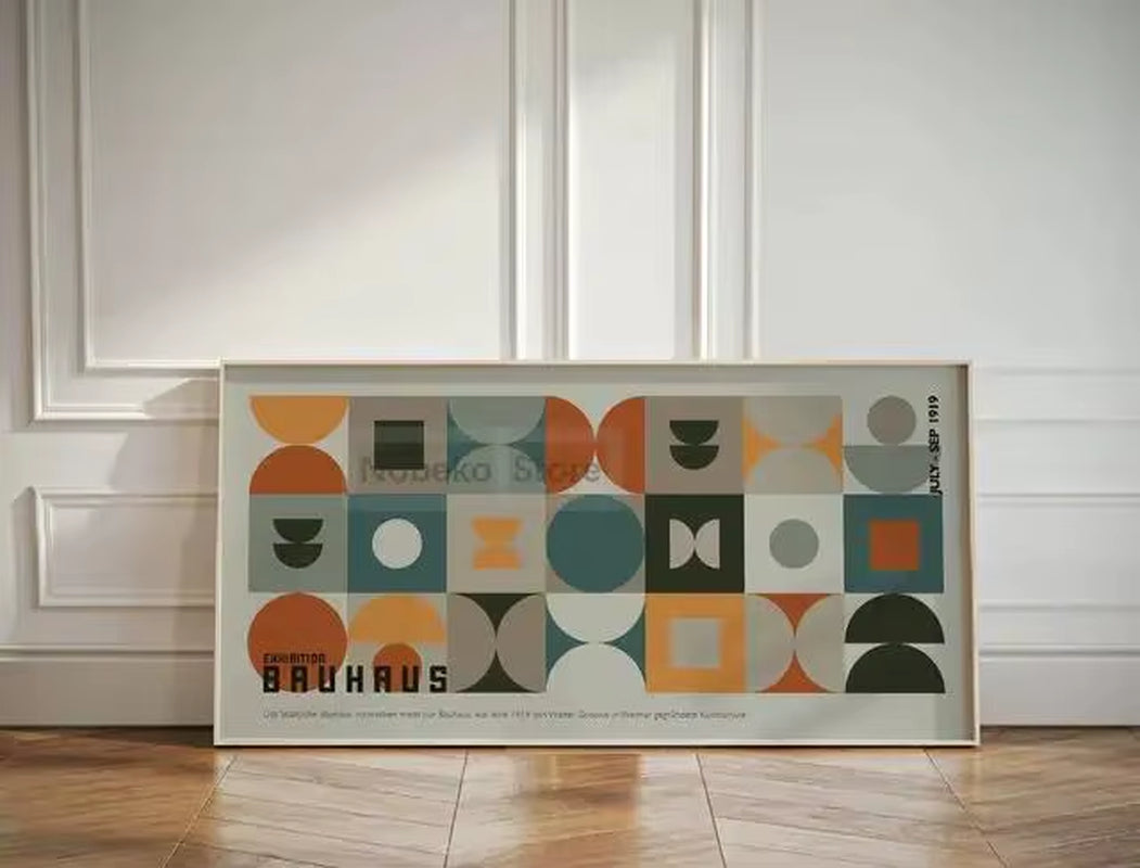 Large Minimalist Bauhaus Geometric Exhibition Poster Abstract Canvas Prints Modern Wall Art for Home Room Decor
