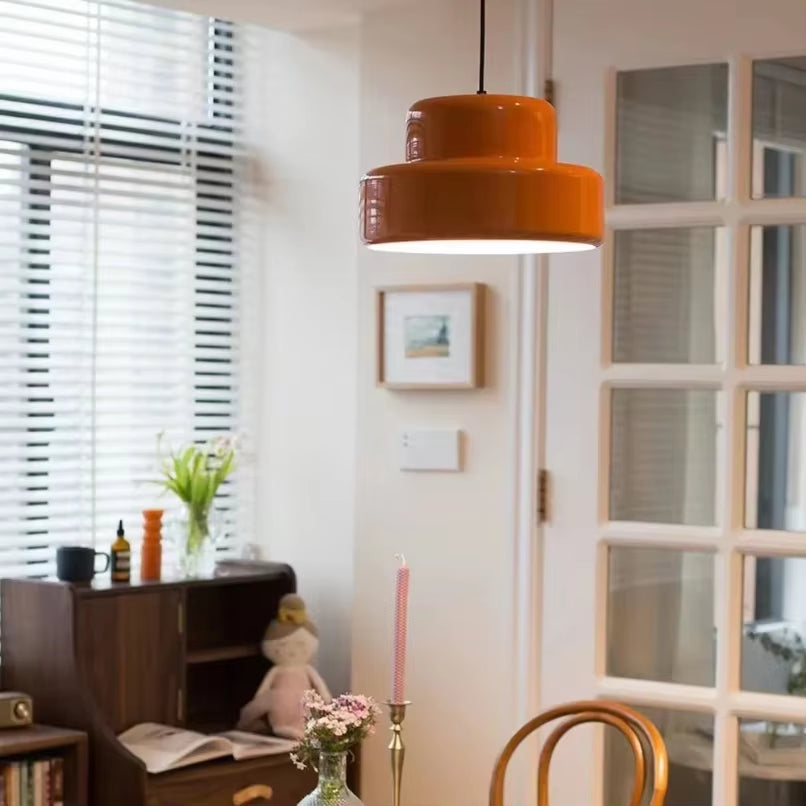 Modern Bauhaus Orange Glass Pendant Lights - Stylish Hanging Lamps for Kitchen, Dining Room, Restaurant, and Cafe