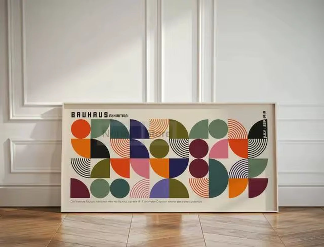 Large Minimalist Bauhaus Geometric Exhibition Poster Abstract Canvas Prints Modern Wall Art for Home Room Decor