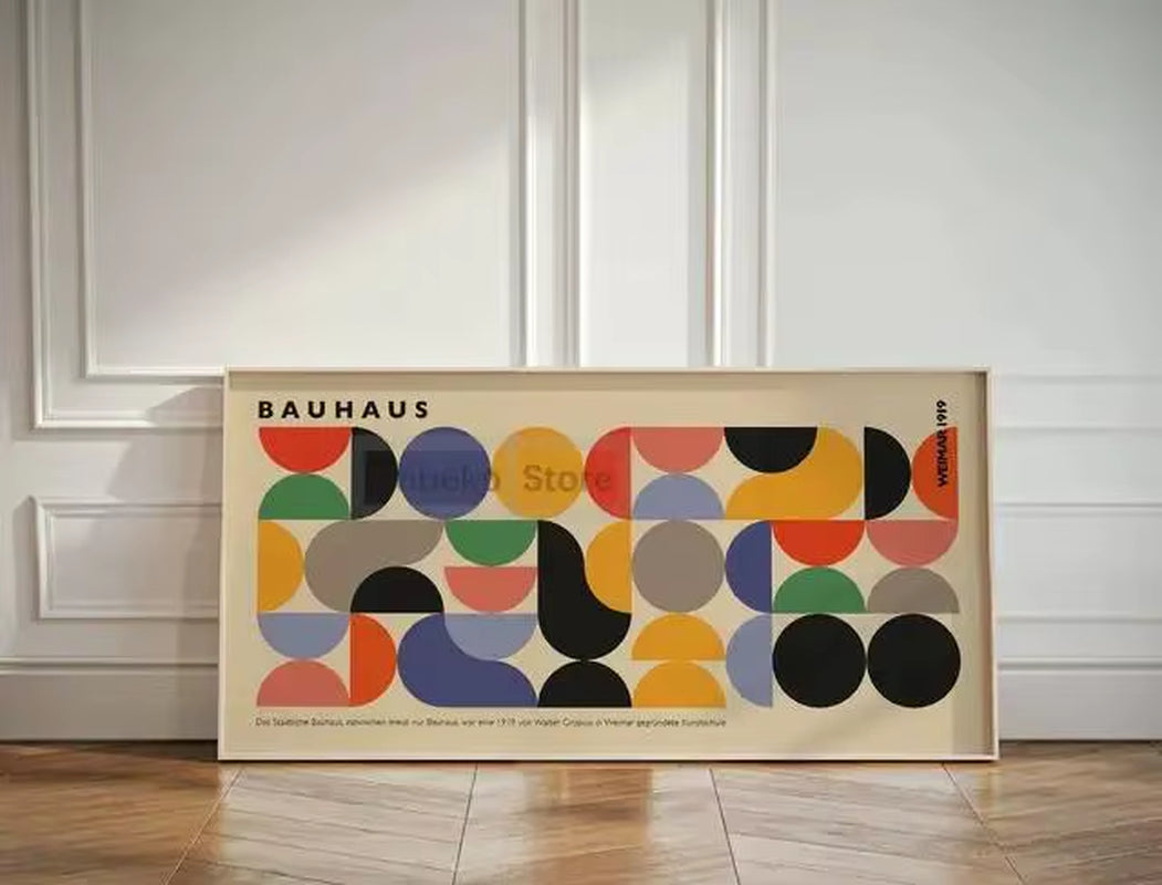 Large Minimalist Bauhaus Geometric Exhibition Poster Abstract Canvas Prints Modern Wall Art for Home Room Decor