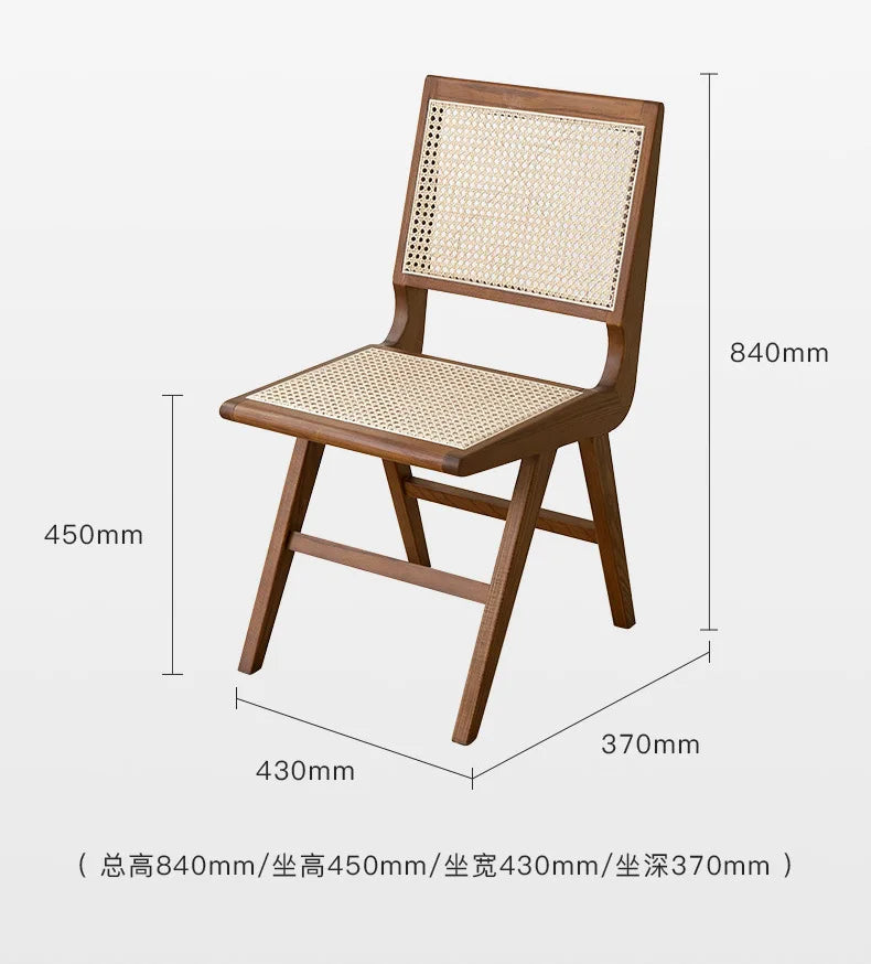 Nordic medieval rattan chair rattan leisure ins style Japanese homestay restaurant solid wood back
