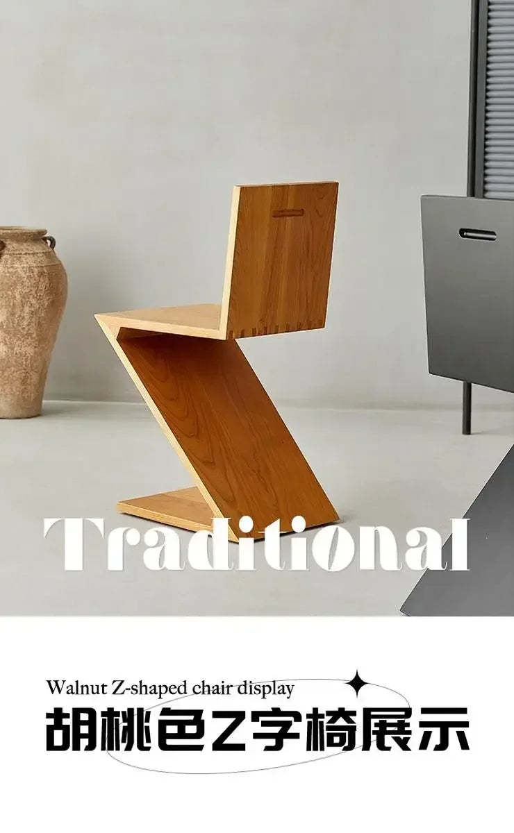 Nordic Z-Shaped Wood Chair