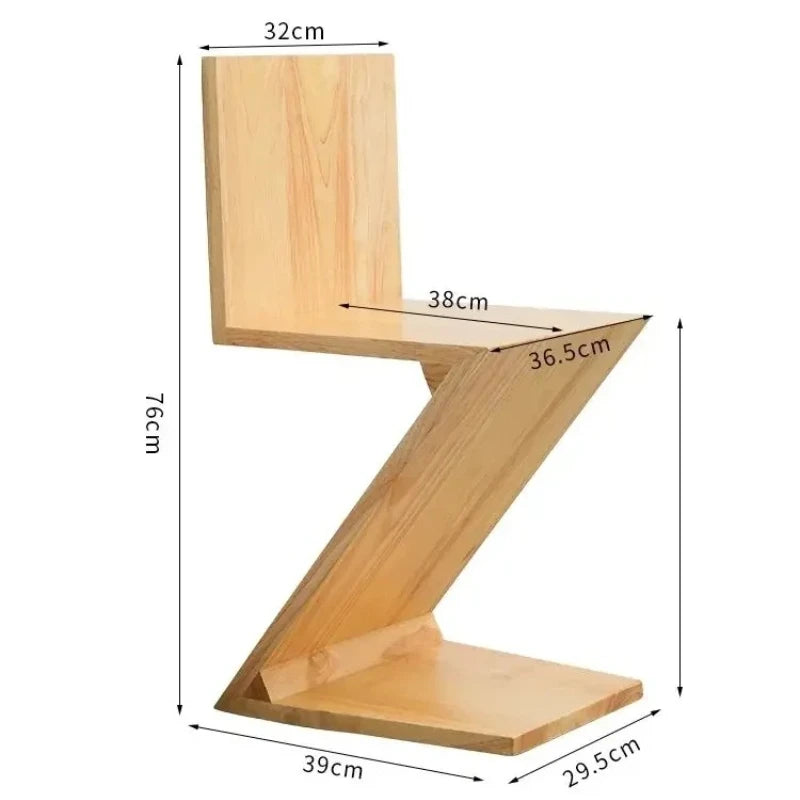 Nordic Z-Shaped Wood Chair