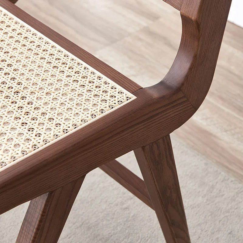 Nordic medieval rattan chair rattan leisure ins style Japanese homestay restaurant solid wood back