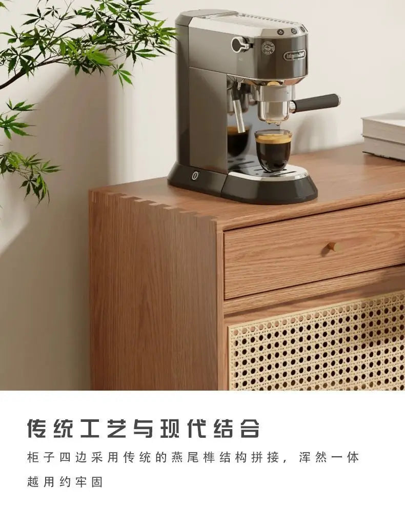 Japanese-Style Rattan Dining Cabinet