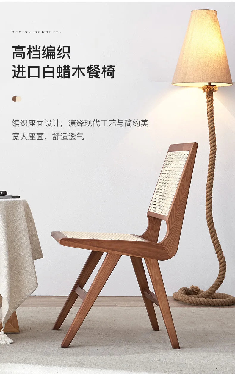 Nordic medieval rattan chair rattan leisure ins style Japanese homestay restaurant solid wood back