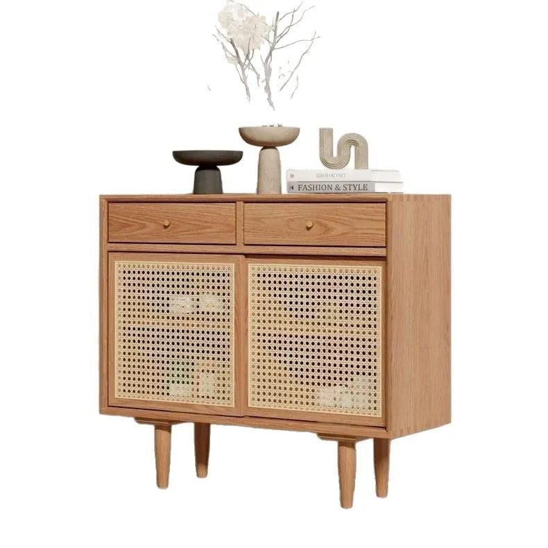 Japanese-Style Rattan Dining Cabinet