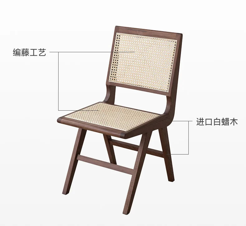 Nordic medieval rattan chair rattan leisure ins style Japanese homestay restaurant solid wood back