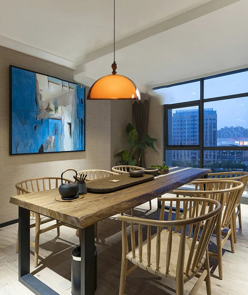 Brown Acrylic Lampshade Pendant Light With Dark Wood E27 Bulb For Dining Room Bar Bedroom Wire Adjustable