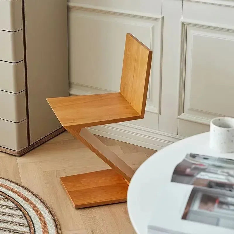 Nordic Z-Shaped Wood Chair