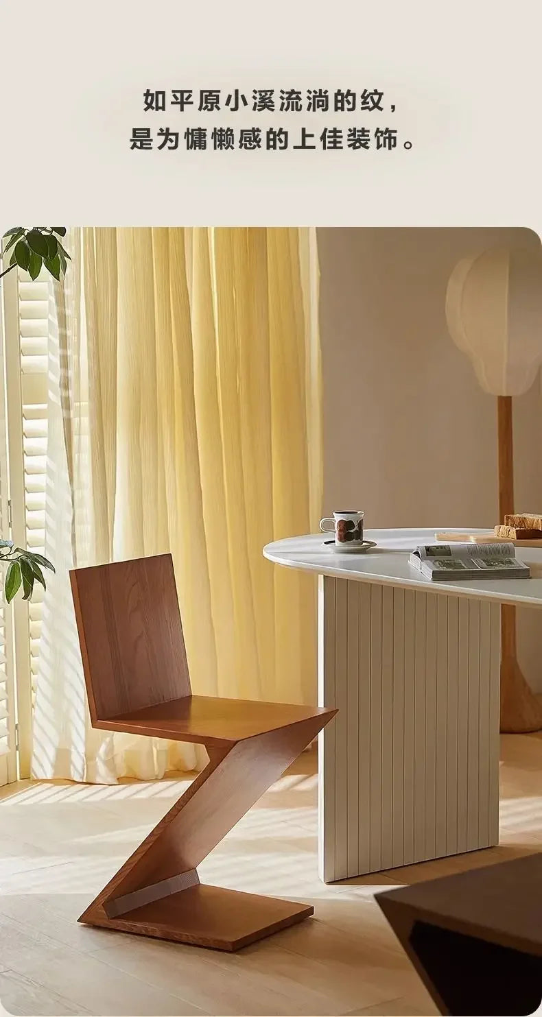 Nordic Z-Shaped Wood Chair