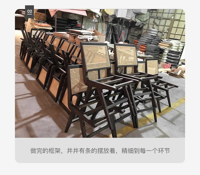 Nordic medieval rattan chair rattan leisure ins style Japanese homestay restaurant solid wood back
