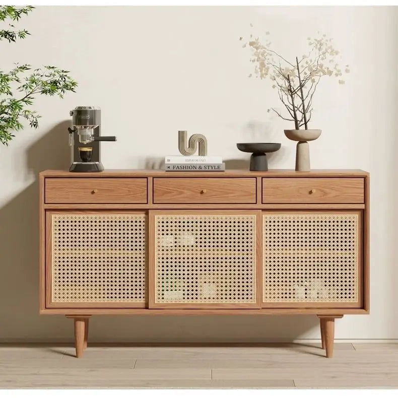 Japanese-Style Rattan Dining Cabinet