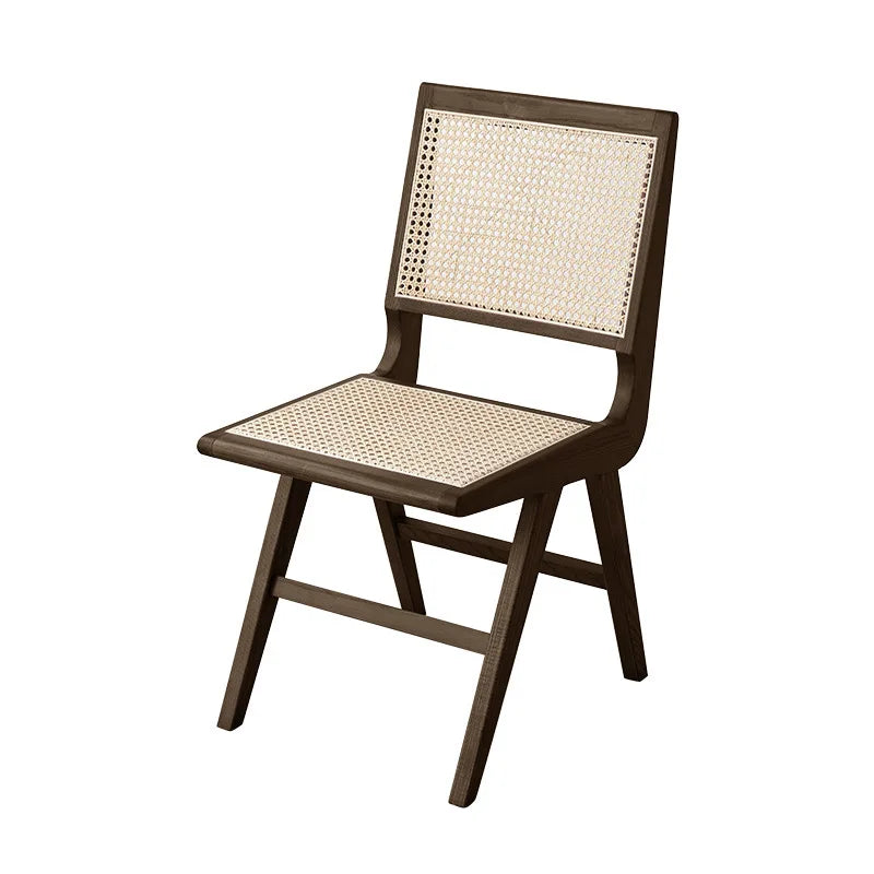 Nordic medieval rattan chair rattan leisure ins style Japanese homestay restaurant solid wood back
