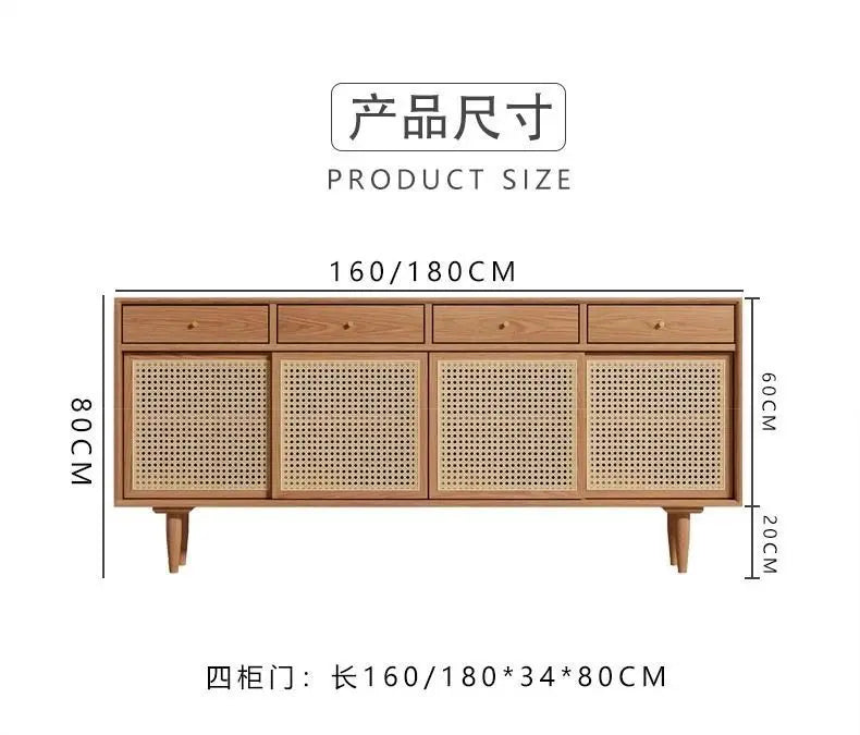 Japanese-Style Rattan Dining Cabinet