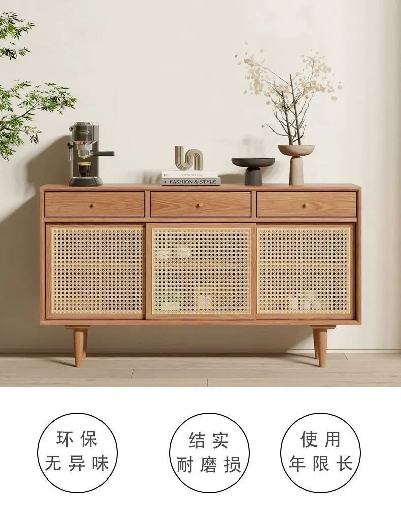 Japanese-Style Rattan Dining Cabinet
