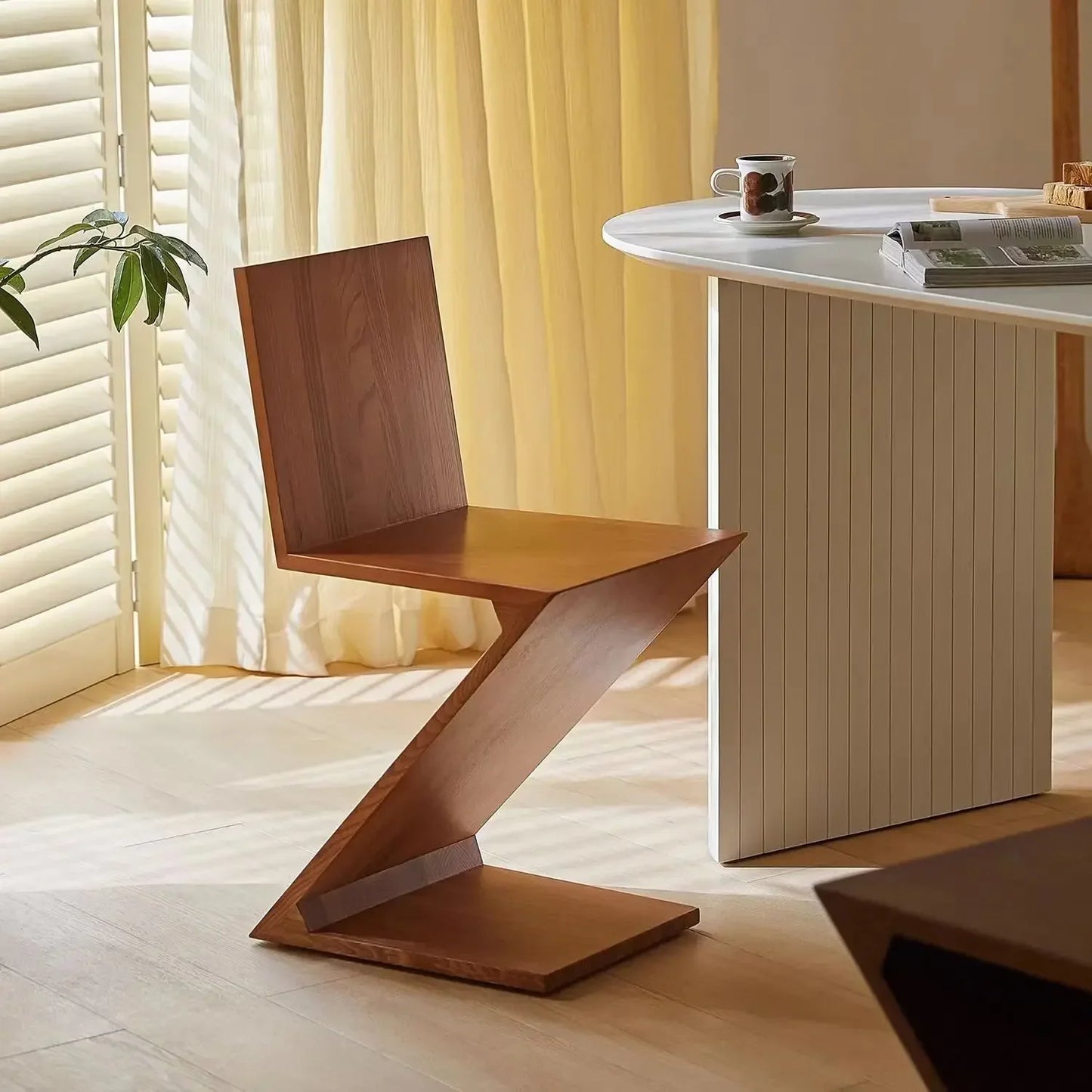 Nordic Z-Shaped Wood Chair