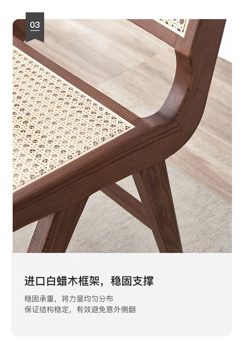 Nordic medieval rattan chair rattan leisure ins style Japanese homestay restaurant solid wood back