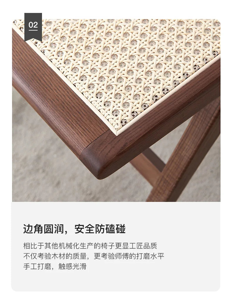 Nordic medieval rattan chair rattan leisure ins style Japanese homestay restaurant solid wood back
