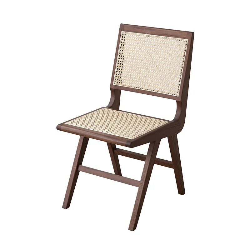 Nordic medieval rattan chair rattan leisure ins style Japanese homestay restaurant solid wood back