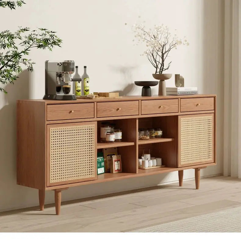 Japanese-Style Rattan Dining Cabinet