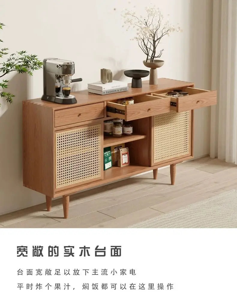Japanese-Style Rattan Dining Cabinet