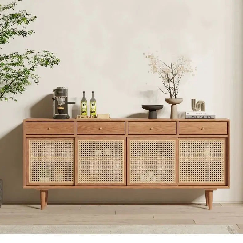 Japanese-Style Rattan Dining Cabinet