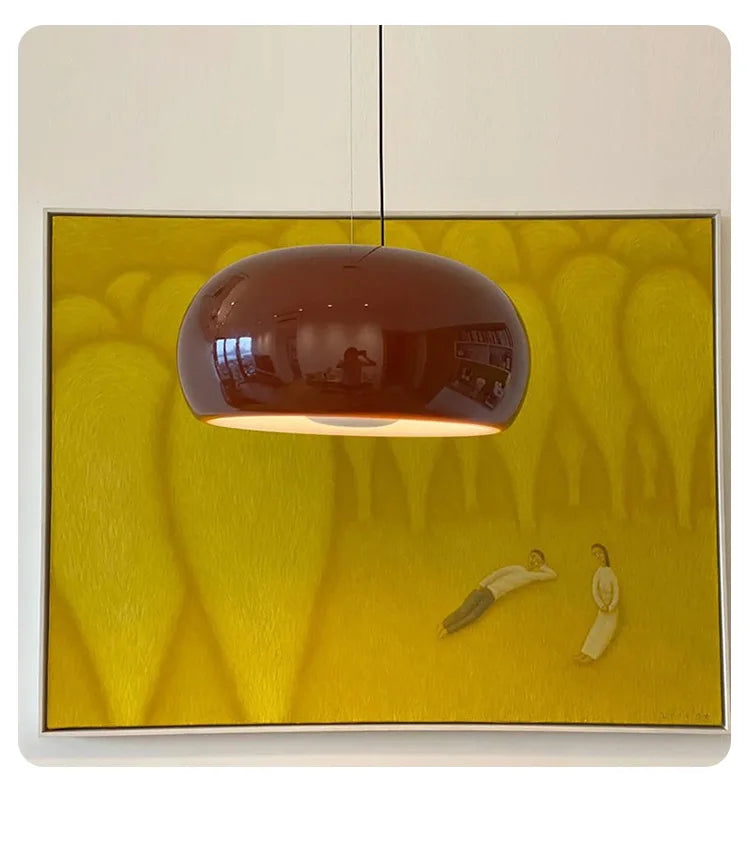 Nordic French Vintage Glass Pendant Light - Handmade Red Ceiling Lamp for Dining Room, Study, Bedroom Mid-Century Retro Lighting