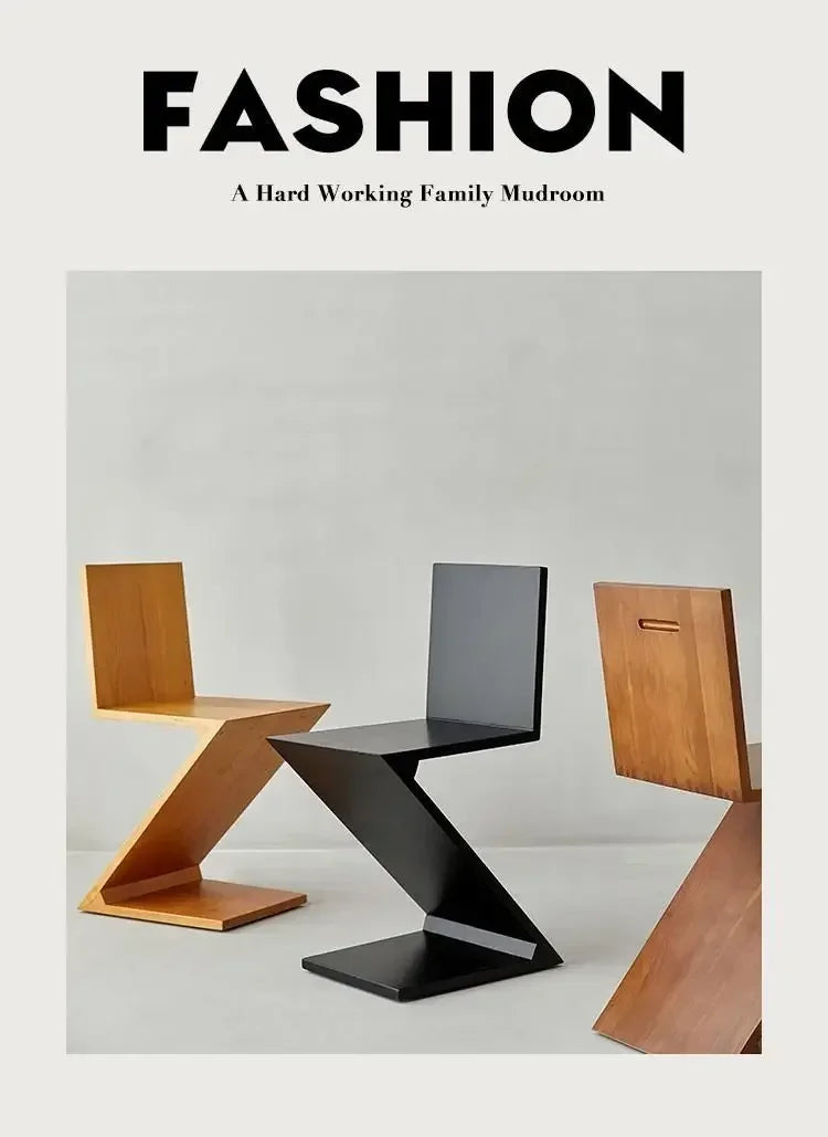 Nordic Z-Shaped Wood Chair