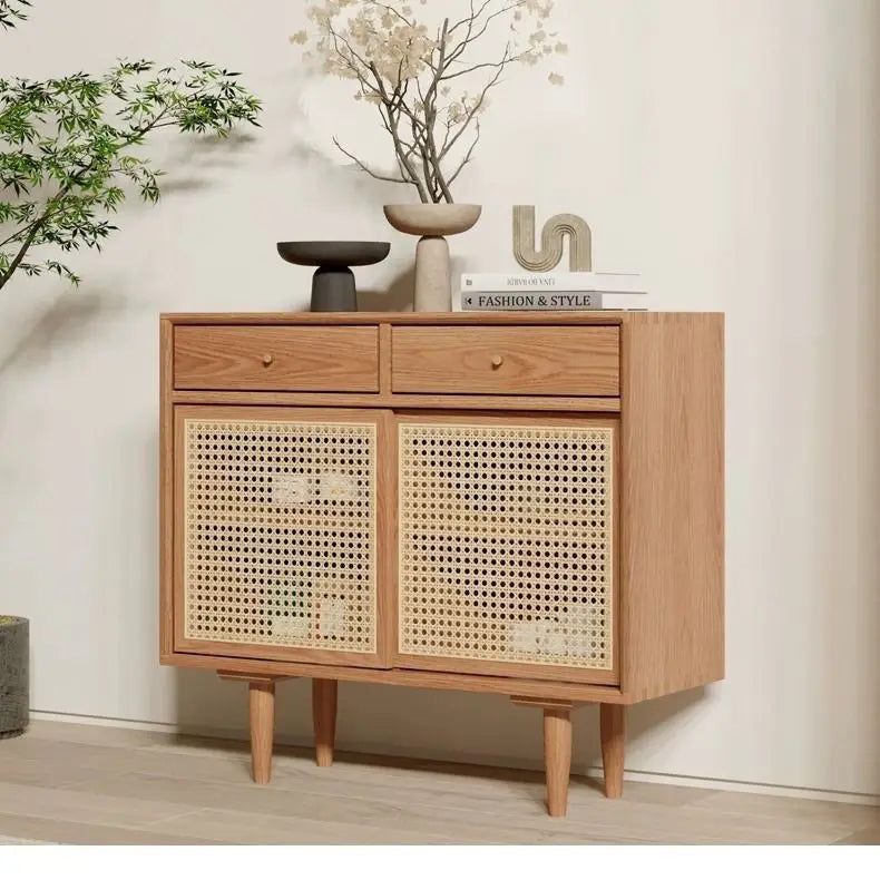 Japanese-Style Rattan Dining Cabinet