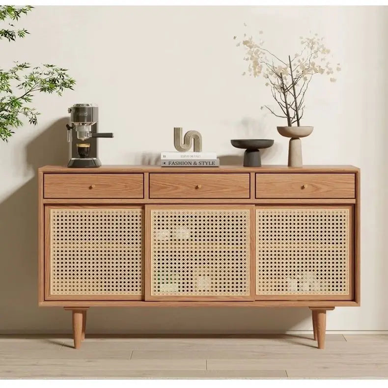 Japanese-Style Rattan Dining Cabinet