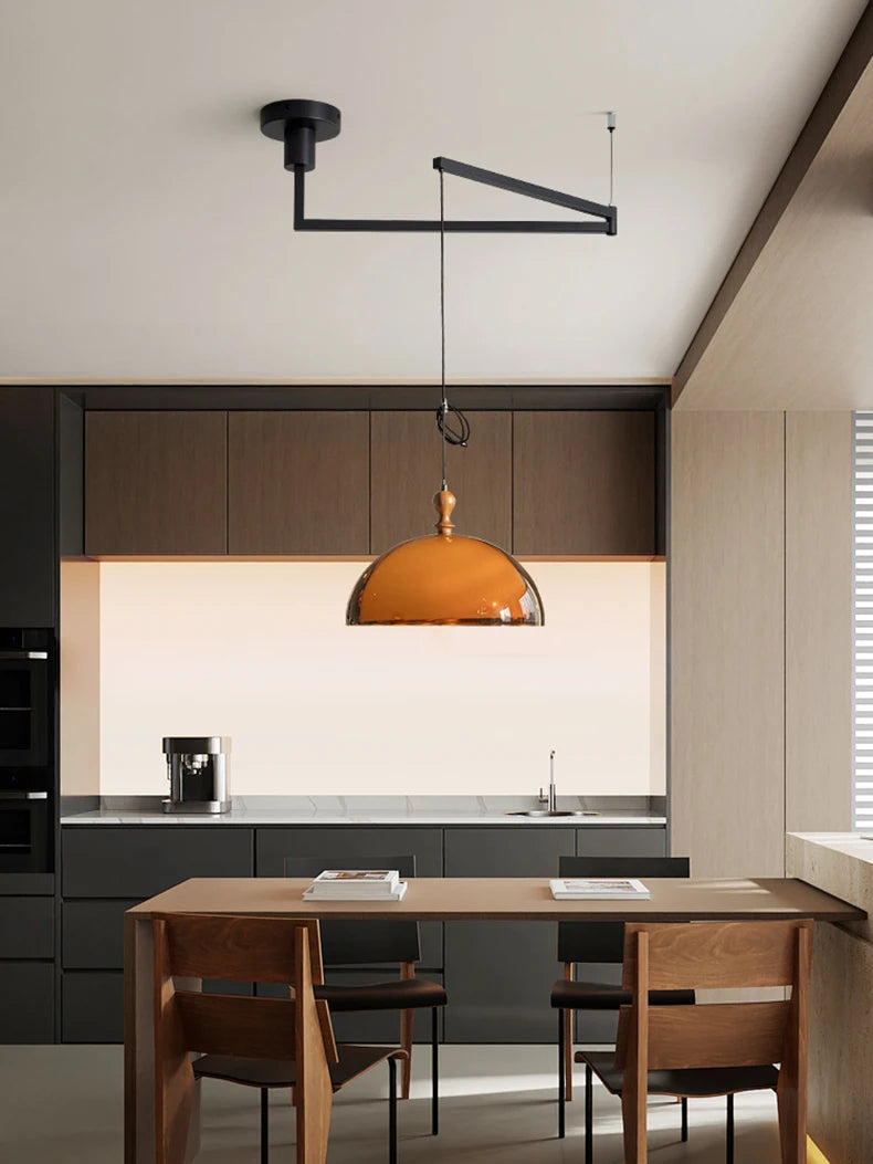 Brown Acrylic Lampshade Pendant Light With Dark Wood E27 Bulb For Dining Room Bar Bedroom Wire Adjustable