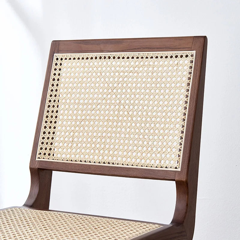 Nordic medieval rattan chair rattan leisure ins style Japanese homestay restaurant solid wood back
