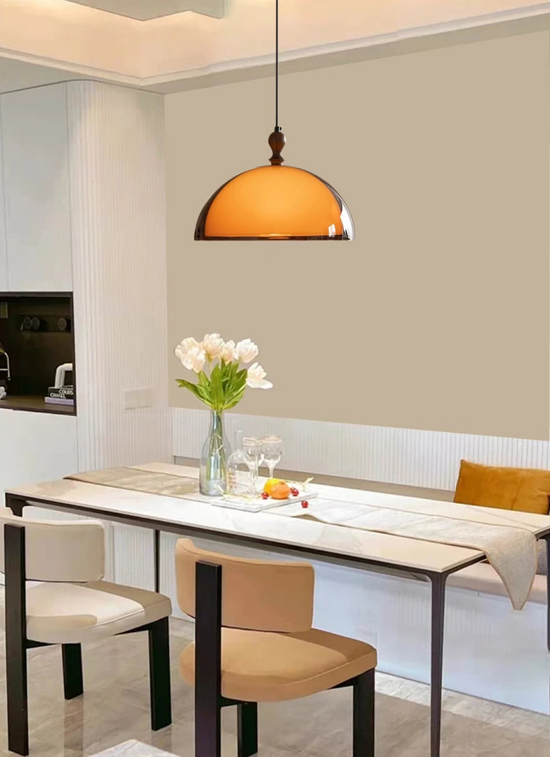 Brown Acrylic Lampshade Pendant Light With Dark Wood E27 Bulb For Dining Room Bar Bedroom Wire Adjustable