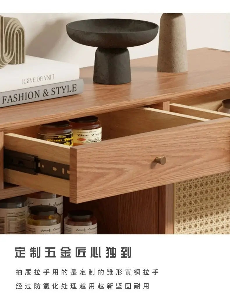 Japanese-Style Rattan Dining Cabinet