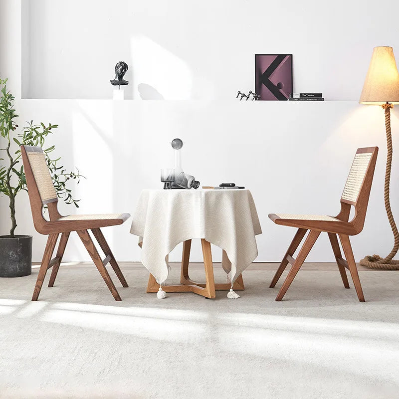 Nordic medieval rattan chair rattan leisure ins style Japanese homestay restaurant solid wood back