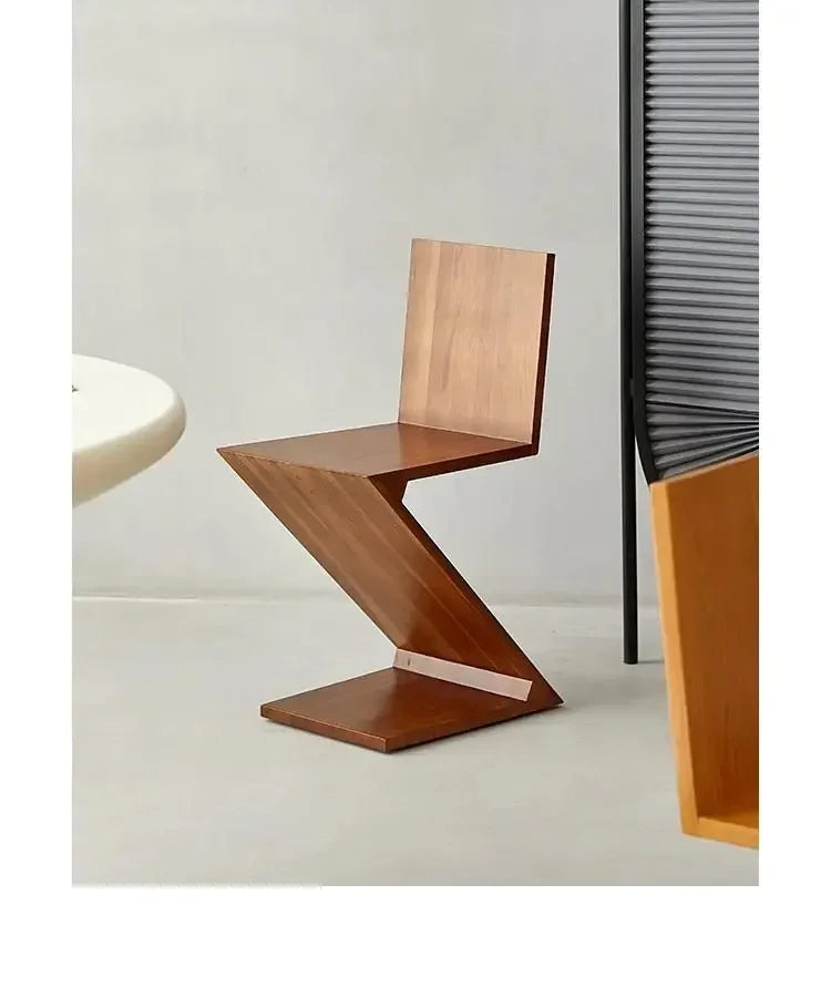 Nordic Z-Shaped Wood Chair
