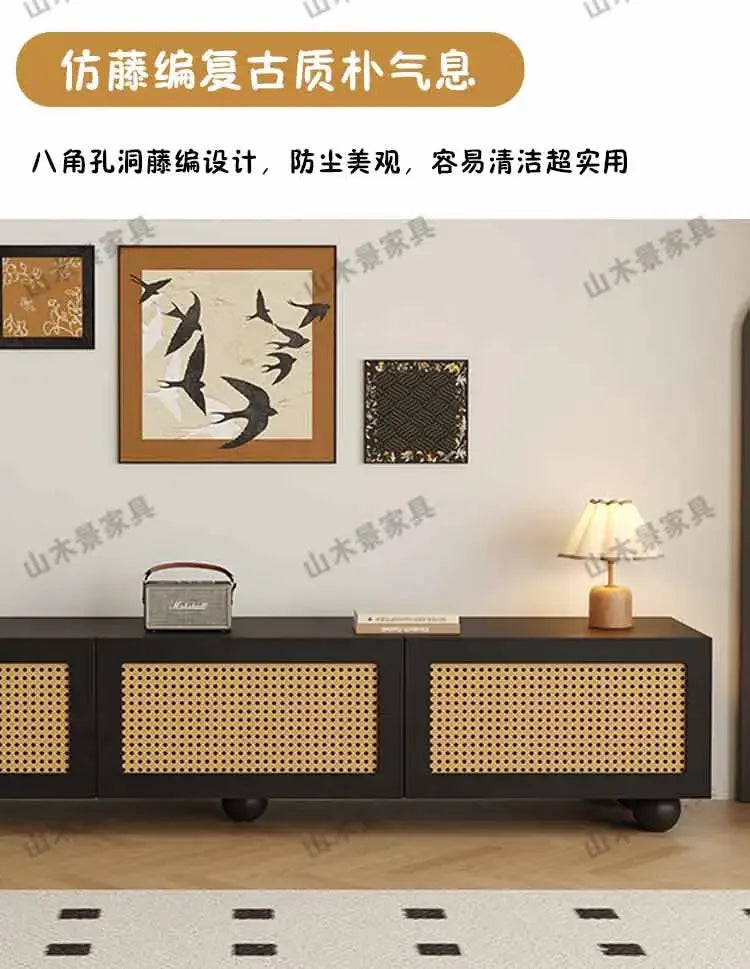 Retro TV Stand with Fireplace