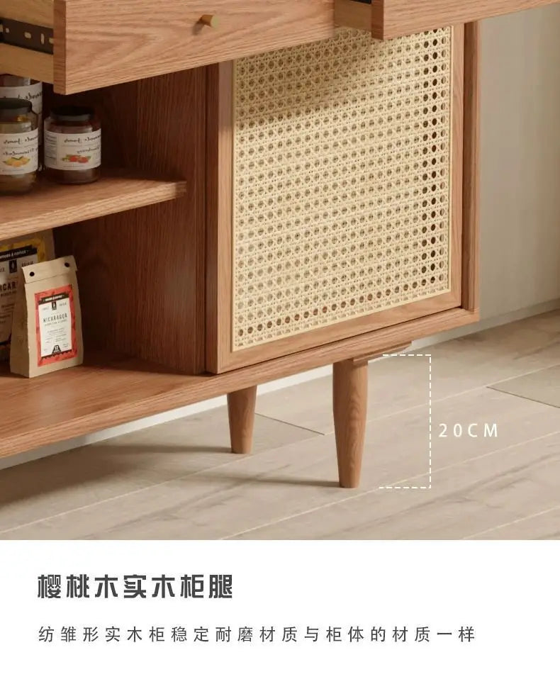 Japanese-Style Rattan Dining Cabinet