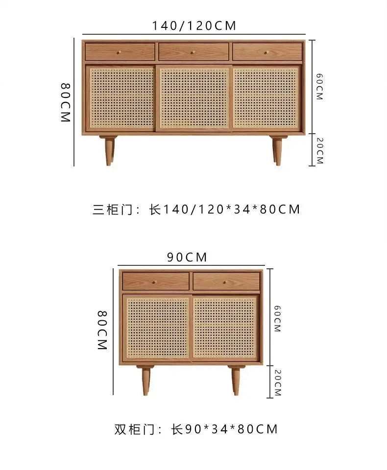Japanese-Style Rattan Dining Cabinet