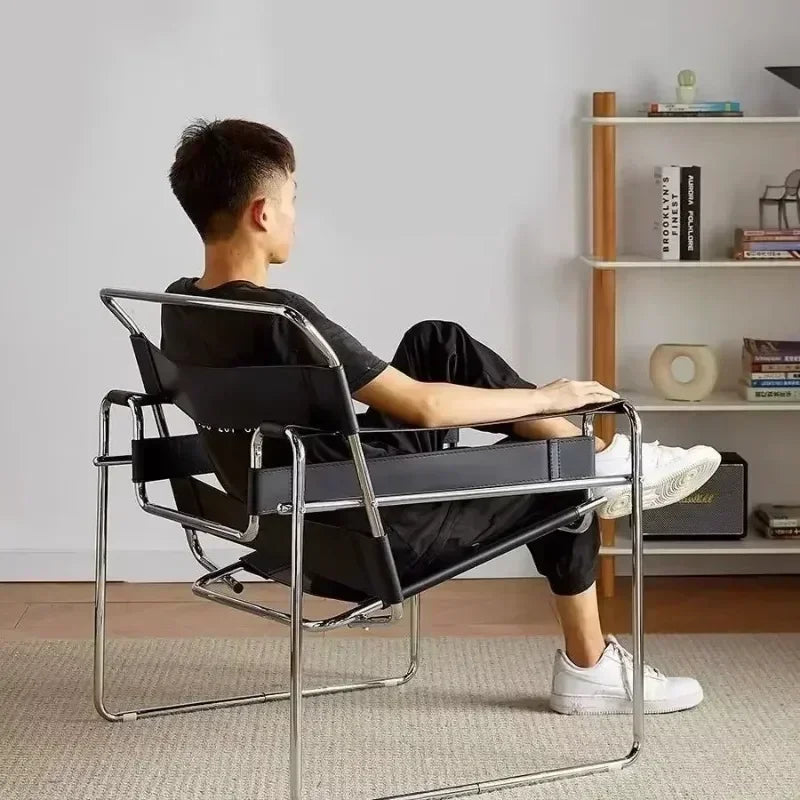 Nordic Vassili Single Leisure Chair - Medieval Industrial Style with Saddle Leather Finish